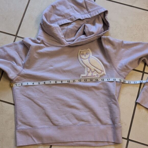 OVO Cropped Hoodie Light Lvender Purple Owl Design Drake Size M - Picture 3 of 9